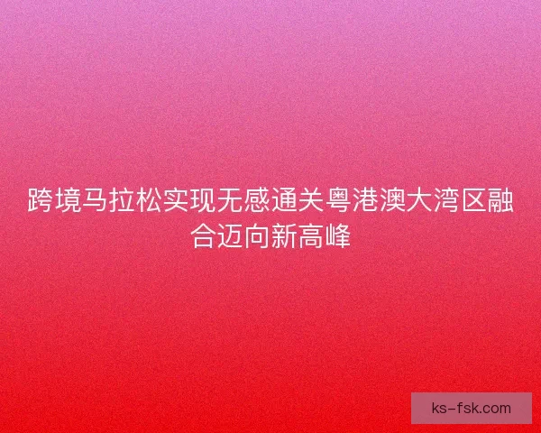 跨境马拉松实现无感通关粤港澳大湾区融合迈向新高峰 跨境马拉松实现无感通关粤港澳大湾区融合迈向新高峰