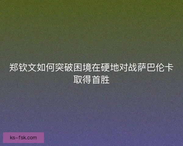 郑钦文如何突破困境在硬地对战萨巴伦卡取得首胜